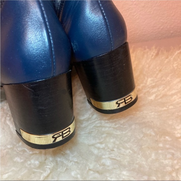 Roberto Botella Navy leather with distressed denim textile ankle boots, size 38 - Picture 2 of 3